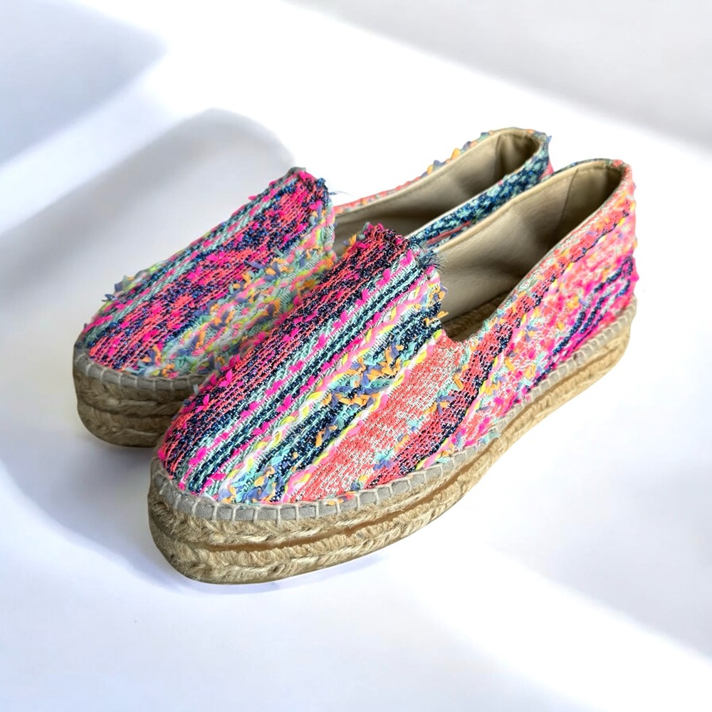 Manebi Platform Espadrilles Fluorescent Tweed